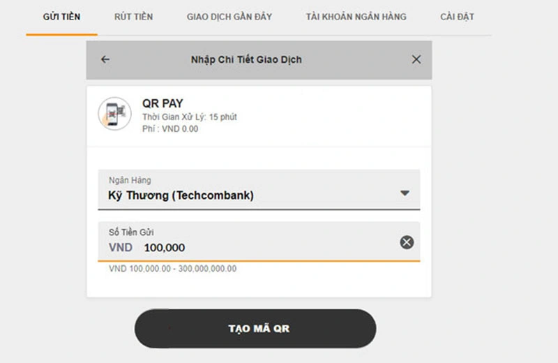 Nạp tiền TapTap bằng cách quét mã QR
